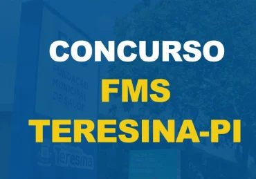 Fachada da Fundação Municipal de Saúde com árvores em frente e com texto sobre a imagem Concurso FMS PI