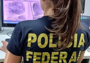 Policial Federal exercendo suas funções no computador