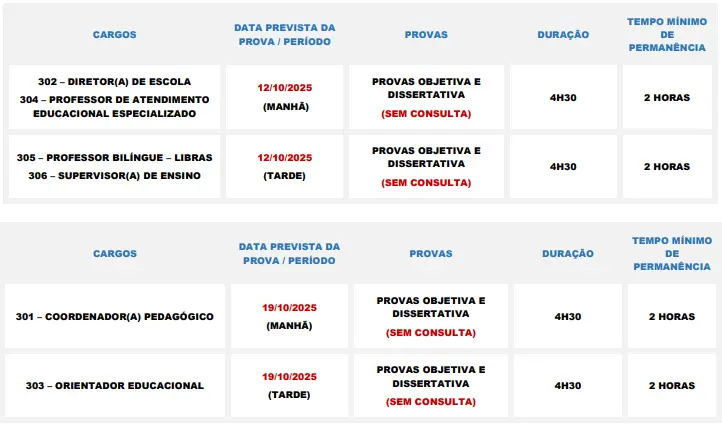 Horários das provas do concurso Prefeitura de Francisco Morato