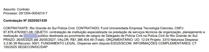 Extrato da banca do concurso pc rs delegado