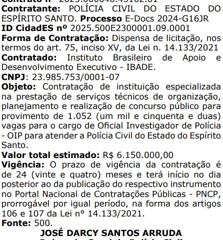 banca do concurso pc es