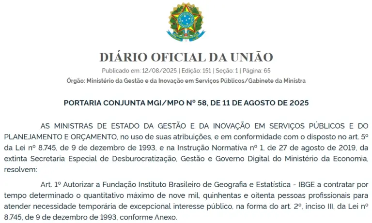 O concurso IBGE 2025 está autorizado