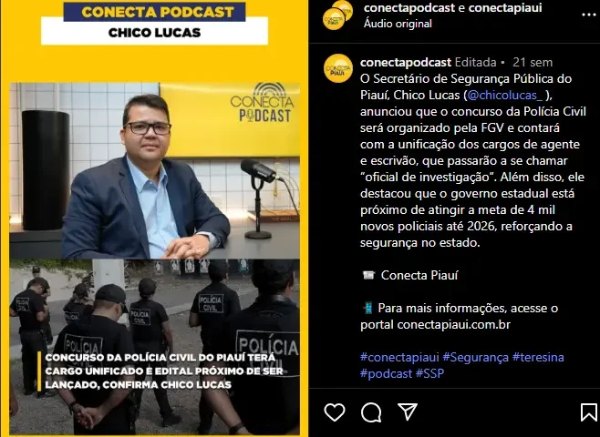 FGV será a banca do concurso PC PI
