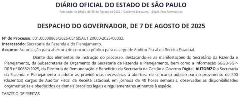 Concurso sefaz sp autorizado