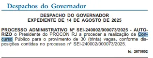 O concurso Procon RJ está autorizado