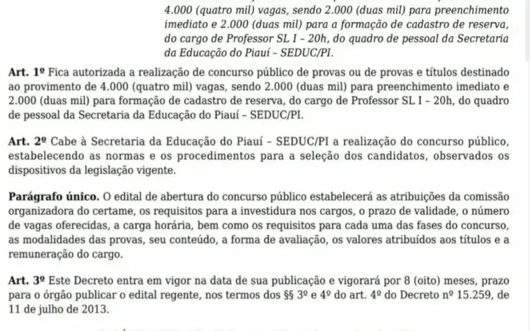 Edital do concurso Seduc PI está autorizado!