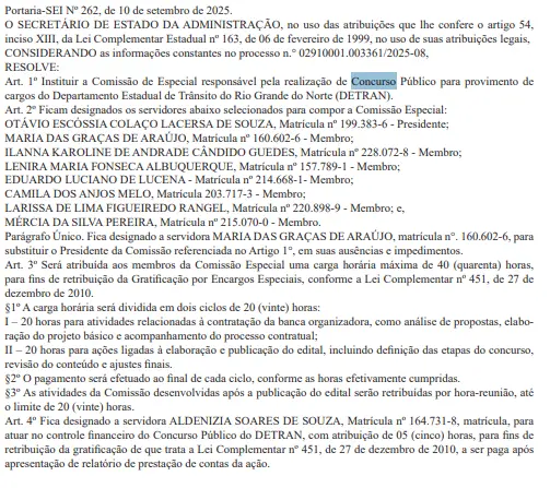 Comissão organizadora do concurso Detran RN!