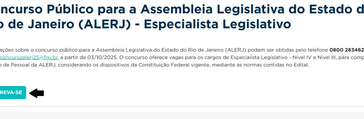 Confira como se inscrever no concurso alerj