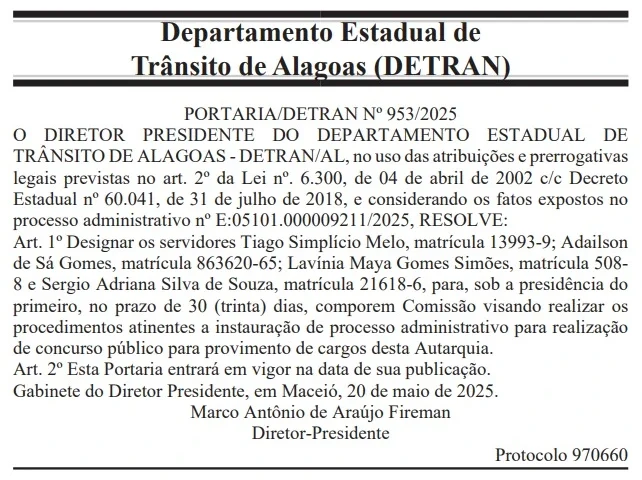 O concurso Detran AL tem comissão formada