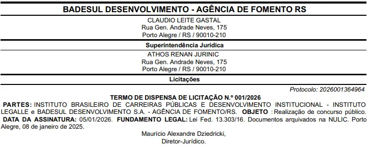 Legalle Concursos será a banca do concurso Badesul!