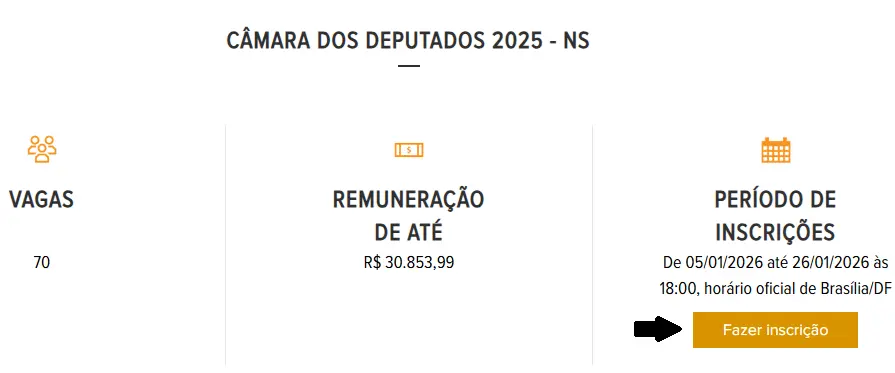 passo a passo para se inscrever no concurso Câmara dos Deputados