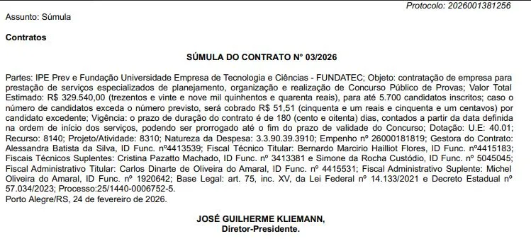 Fundatec será a banca do concurso IPE Prev RS