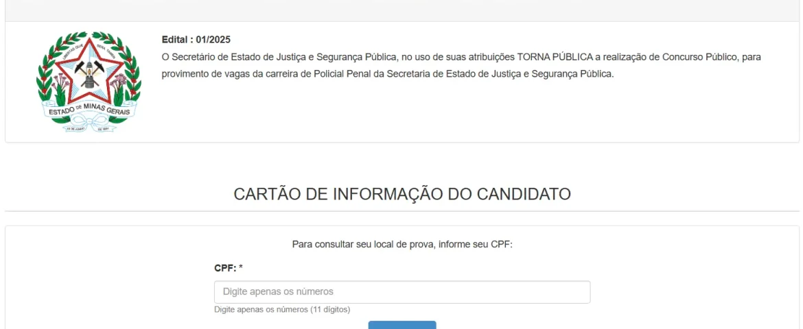 Local de prova no concurso Polícia Penal MG!