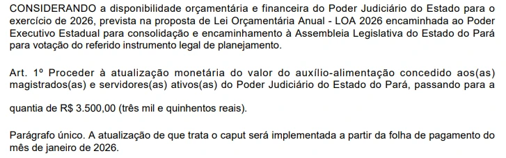 Auxílio alimentação do concurso TJ PA
