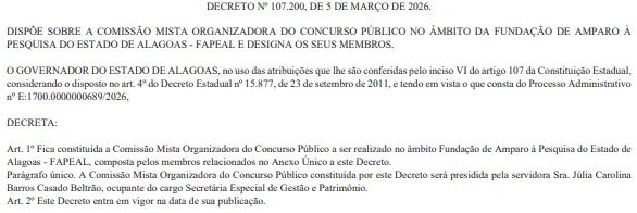 Está formada a comissão do concurso Fapeal