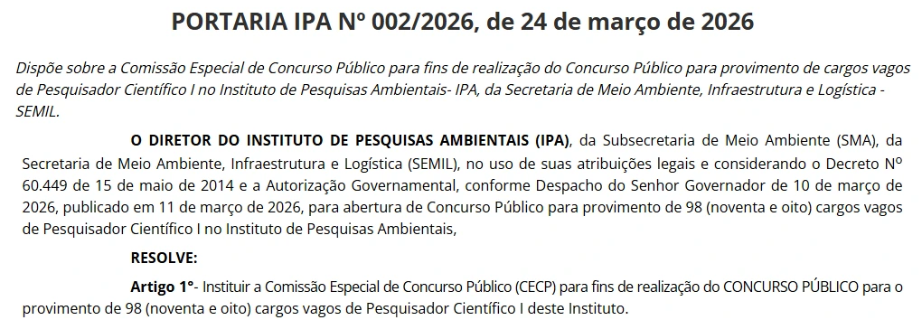 O concurso IPA SP tem comissão formada