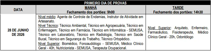 Prova do concurso SMS Ji-Paraná RO