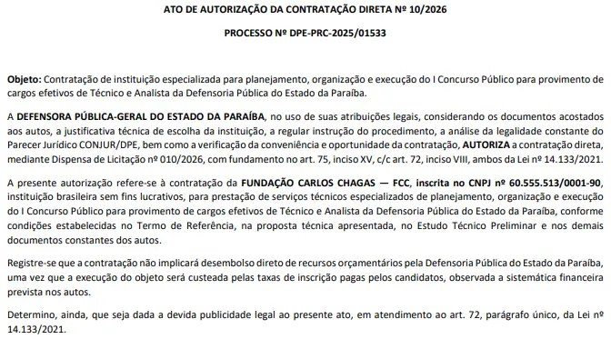 O concurso DER PB está com banca definida