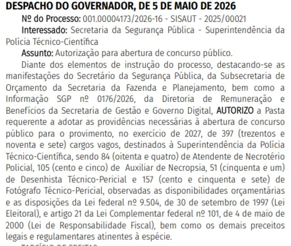 O concurso Polícia Científica SP está com edital autorizado
