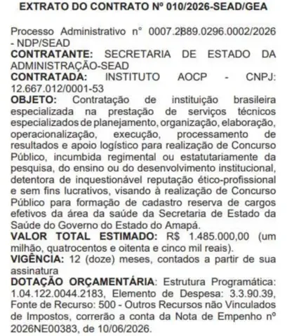 Está contratada a banca do concurso Sesa AP