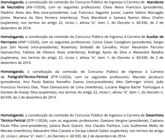 Comissões formadas para o novo concurso Polícia Científica SP