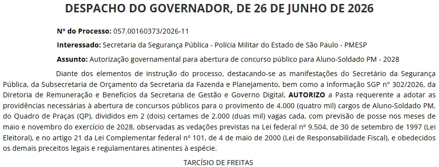 Novo concurso PM SP está autorizado