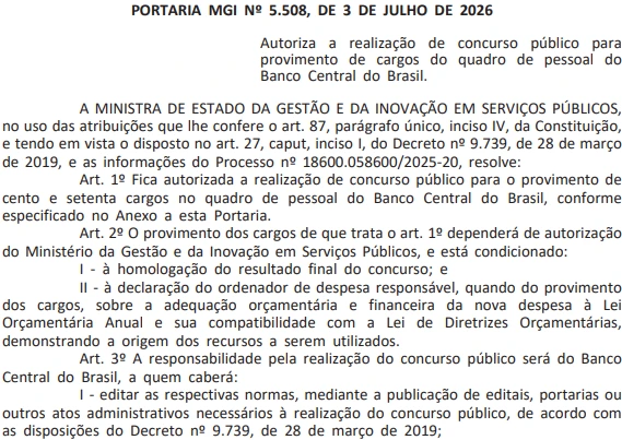 Foi autorizado o novo concurso Bacen