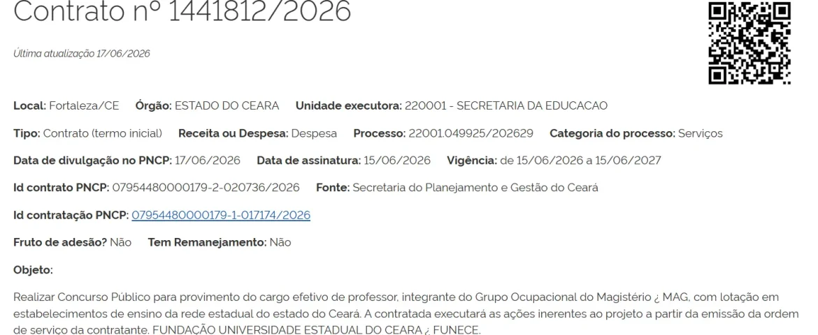 A Funece será a banca do concurso Seduc CE