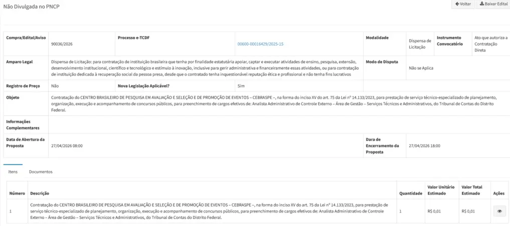 Está definida a banca do concurso TCDF