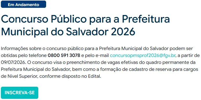 Como se inscrever no concurso SMED Salvador BA