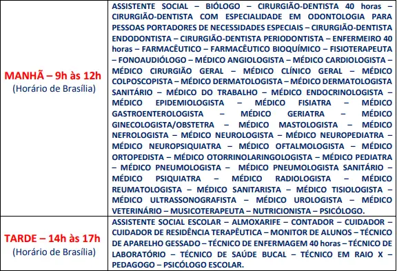 Horários das provas do concurso Prefeitura de Queimados RJ