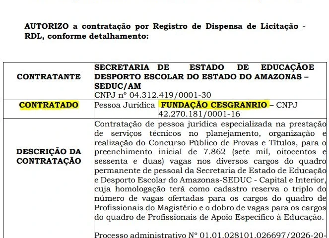 banca definida do concurso Seduc AM 2026