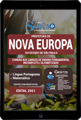 Apostila Prefeitura de Nova Europa - SP em PDF - Comum aos Cargos de Nível Fundamental Incompleto/Alfabetizado - Imagem 1