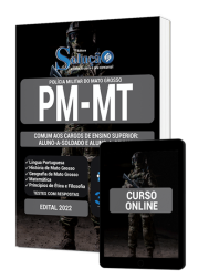 Capa Apostila PM-MT - Comum aos Cargos de Ensino Superior:  ALUNO-A-SOLDADO e ALUNO-A-OFICIAL