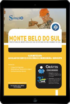 Apostila Prefeitura de Monte Belo do Sul - RS em PDF - Alfabetizado: Auxiliar de Serviços de Obras e Merendeira-Servente - Imagem 1