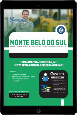 Apostila Prefeitura de Monte Belo do Sul - RS em PDF - Fundamental Incompleto: Motorista e Operador de Máquinas - Imagem 1