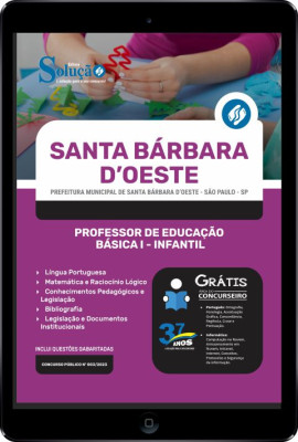 Apostila Prefeitura de Santa Bárbara D Oeste - SP em PDF - Professor de Educação Básica l - Infantil - Imagem 1