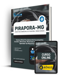 Capa Apostila Prefeitura de Pirapora - MG 2024 Comum Nível Fundamental Incompleto: Coveiro, Motorista, Motorista De Ambulância, Operador De Maquinas Leves