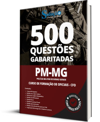 Capa Caderno de Questões PM-MG - Curso de Formação de Oficiais - CFO - 500 Questões Gabaritadas