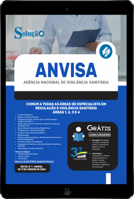 Apostila ANVISA  - em PDF Comum a todas áreas de Especialista em Regulação e Vigilância Sanitária - Área 1, Área 2, Área 3 e Área 4 - Imagem 1