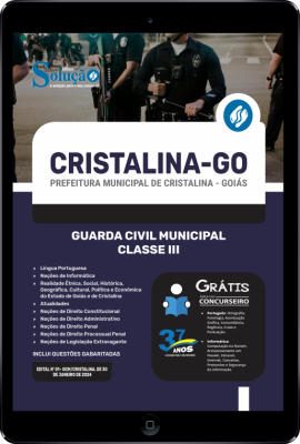 Apostila Prefeitura de Cristalina - GO em PDF  - Guarda Civil Municipal - Classe III - Imagem 1