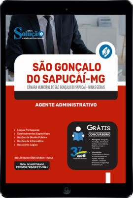 Apostila Câmara de São Gonçalo do Sapucaí - MG em PDF  - Agente Administrativo - Imagem 1