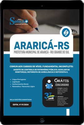 Apostila Prefeitura de Araricá - RS em PDF  - Comum aos Cargos de Nível Fundamental Incompleto - Imagem 1
