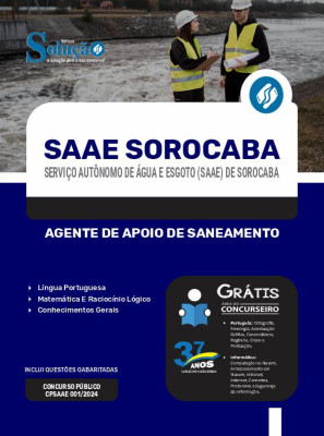 Apostila SAAE Sorocaba - SP em PDF  - Agente de Apoio de Saneamento - Imagem 1