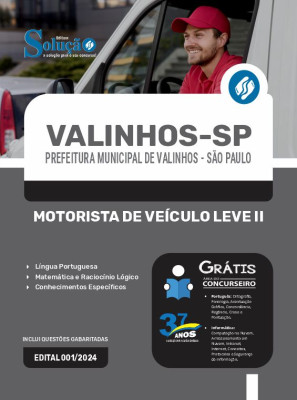 Apostila Prefeitura de Valinhos - SP em PDF  - Motorista de Veículo Leve II - Imagem 1