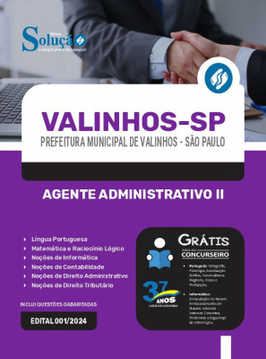 Apostila Prefeitura de Valinhos - SP  - Agente Administrativo II - Imagem 3