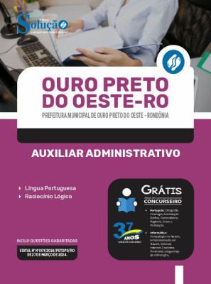 Apostila Prefeitura de Ouro Preto do Oeste - RO em PDF  - Auxiliar Administrativo - Imagem 1