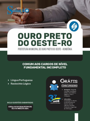 Apostila Prefeitura de Ouro Preto do Oeste - RO em PDF  - Comum aos Cargos de Nível Fundamental Incompleto - Imagem 1