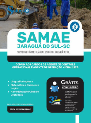 Apostila SAMAE Jaraguá do Sul em PDF  - Comum aos Cargos de Agente de Controle Operacional e Agente de Operação Hidráulica - Imagem 1