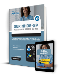 Capa Apostila Prefeitura de Ourinhos - SP  - Técnico Municipal de Nível Médio - NT - TE - Técnico em Enfermagem (Para atuar em UBS)